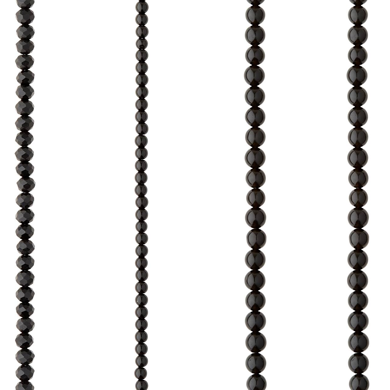 12 Pack: Black Mixed Glass Round Beads by Bead Landing™